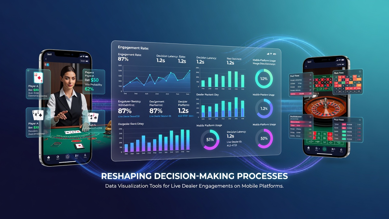 Mobile screen displaying real-time data visualization charts for live dealer blackjack sessions with player statistics and odds overlays