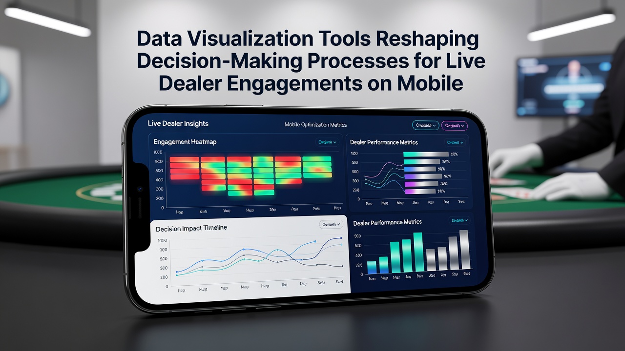 Dashboard interface showing interconnected data visualization elements including live odds graphs and session performance metrics for mobile live dealer roulette