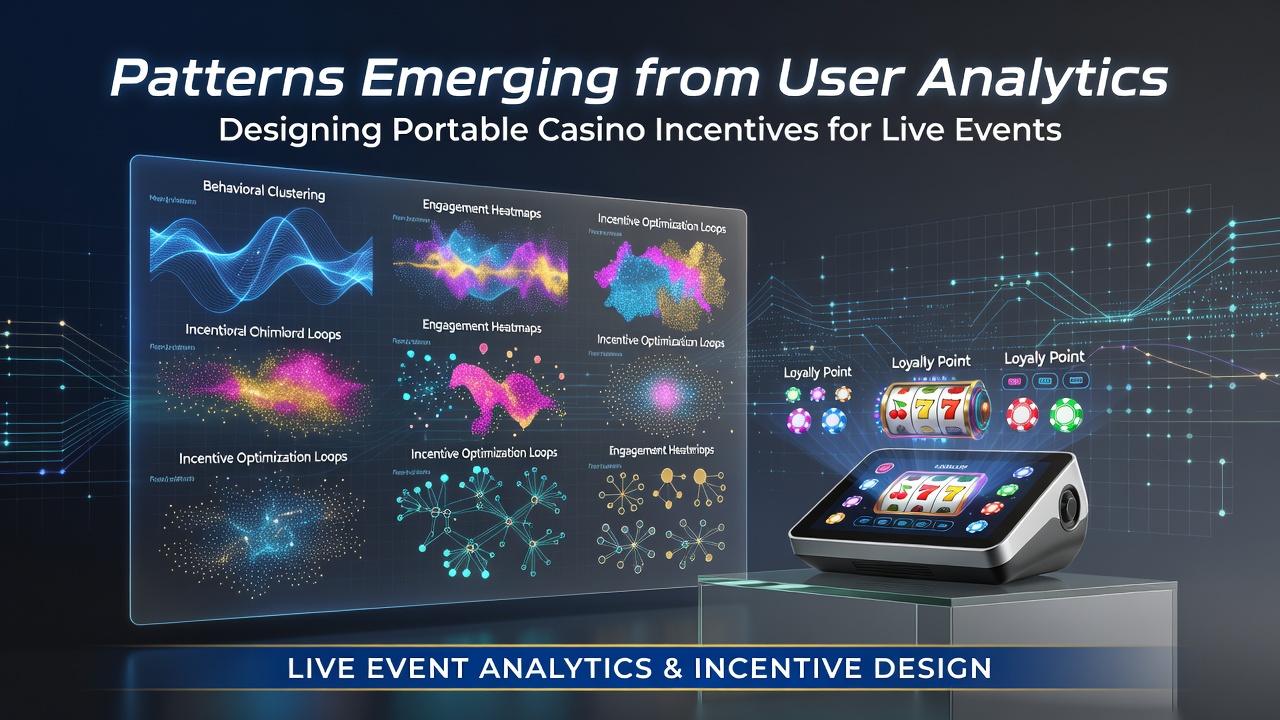 Analytics dashboard displaying user engagement metrics for portable casino incentives at live events