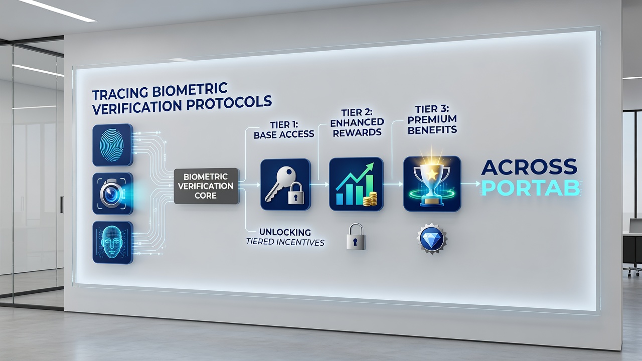 Mobile athletic app interface displaying tiered rewards unlocked through biometric checks